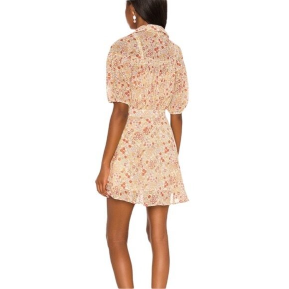Free People Bonnie Mini Dress in Tea Combo Pale Yellow Floral Size XS NWT - Picture 5 of 14